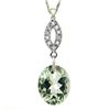 Image 1 : Natural Green Tea Amethyst Diamond 3.91ct Gold Pendant