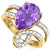 Image 1 : Natural Amethyst & Diamond Ring