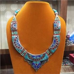 Tibet Hand Made Turquoise, Coral, Lapis Lazuli Necklace