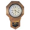 Image 1 : Schoolhouse calendar regulator clock, oak case, 27 H.