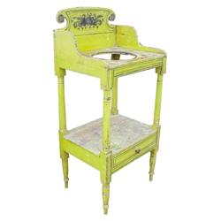 Wash stand, old mustard paint w/green decoration, 39  H.