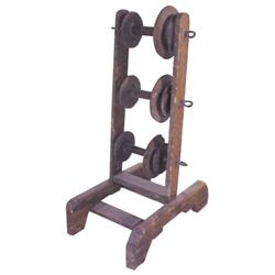 Early wooden spool winder, 18" H.