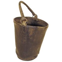 Leather fire bucket, 12"H.