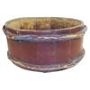 Image 1 : Wooden barrel, oxblood red paint w/blue trim, 13"Dia.