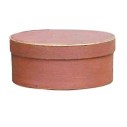 Round wooden pantry box, red paint, 6 1/2" Dia.