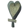 Image 1 : Carved wooden heart butter mold w/tin surround, initials M.J. carved in heart, 8"L.