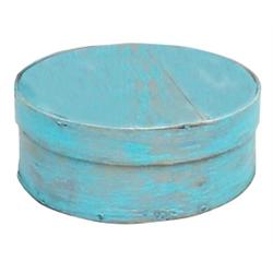 Round pantry box, robin's egg blue paint, 9 1/2  Dia.