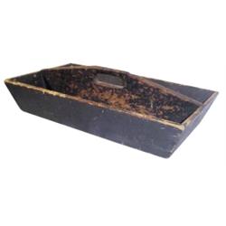 Primitive wooden utensil caddy w/black paint, 23 L.