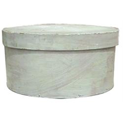 Round pantry box, gray paint, 9" Dia.