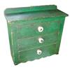 Image 1 : Child's 3 drawer dresser w/green paint & porcelain pulls, scalloped skirt, 15" H.