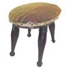 Image 1 : Sheraton stool, nicely turned legs, very old fabric, 8"H.