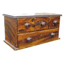 Four drawer 19th Century grain painted chest, signed "Murray", from Maine, 6"H.