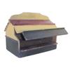 Image 1 : Table-top desk, roof lifts to expose cubby holes, green, mustard & red paint, 17"W x 13"H.