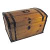 Image 1 : Very old round top wooden child's trunk, hand wrought metal hardware, square nails, 20"W.