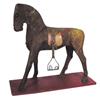 Image 1 : Store display paper mache horse w/marble eyes, mounted on wood base, 30"L.