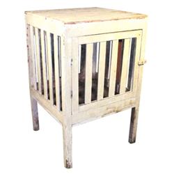 Primitive white wooden cage, 41 H.