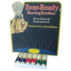 Die cut cdbd advertising display,   EverReady  shaving brushes, w/box of brushes.