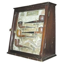 Kaywoodie pipe display case , w/pipes, 10”W x 11”H.