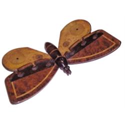 Folding wood corner pipe holder.  Form of Butterfly. 15"W x 8"H.