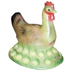"Fresh Hard Boiled Eggs" 3-dimensional chicken, point of purchase display, chalkware, unusual, 15"H.