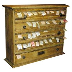 Druggist label cabinet, oak, C.1900