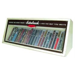 Esterbrook fountain pen display case, full of misc. fountain pens, C.1950