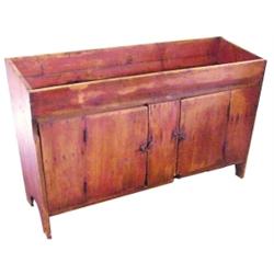 Two door pine dry sink w/old red paint, square nails & very well made, 59"W x 36"H.