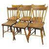 Image 1 : Set of 6 pine spindle back plank seat chairs, 32"H.