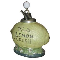 Syrup Dispenser, "Wards' Lemon Crush," w/pump, C.1910.