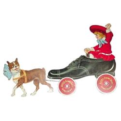 Very rare litho on die cut tin, store display of “Buster Brown & Tige,” 2 pieces, approx. 24”H.