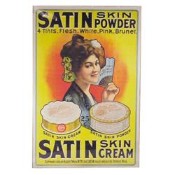 "Satin Skin Powder & Satin Skin Cream" lithograph on paper advertising sign, 28 1/2"W x 42"H.