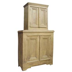 Two piece Midwest cupboard w/wonderful mustard paint, C. 1870, 38 W x 70 H.