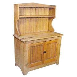 Pine display hutch w/2 doors, wainscotted back, 40 1/2"W x 57"H.