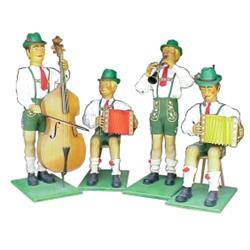 Five piece German Band animated store window display, includes Chalete & four musicians, 2 non-worki