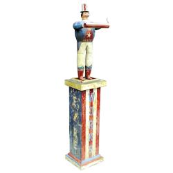 "Uncle Sam" Folk Art hand carved wooden 3-dimensional trade figure for fireworks, from  MO., wonderf