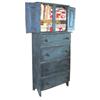 Image 1 : Shaker type cupboard w/2 doors & 4 drawers, old blue paint, 34"W x 80"H.