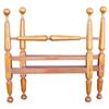 Image 1 : Tiger maple 4 poster bed, 8 sided tapered legs w/cannonball feet & finials & side rails. 54"W x 60"H