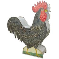 Double-sided tin Rooster sign, made in N.Y., black rooster on one side/white on other side, 36"H.