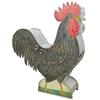 Image 1 : Double-sided tin Rooster sign, made in N.Y., black rooster on one side/white on other side, 36"H.