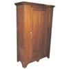 Image 1 : Red paint over pine one door wardrobe, scalloped bottom front & sides, great color & lines.