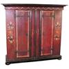 Image 1 : Scandinavian 2 dr. knockdown wardrobe w/bunn feet, hand decorated, 1807, hand wrought hinges, 78"Wx7