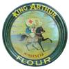 Image 1 : Self framed  "King Arthur Minn. Flour," tin sign, Beach Co. Coshocton OH. litho. 26"Dia. VG conditio