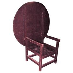 Chair-table, oxblood red over pine, belonged to 1st settlers in MN & West of the Miss. river, as a t