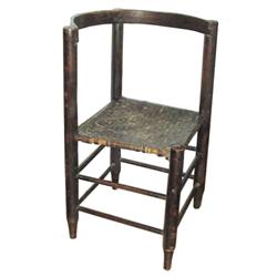 Corner chair w/bentwood back & oak splint seat, 28"H.