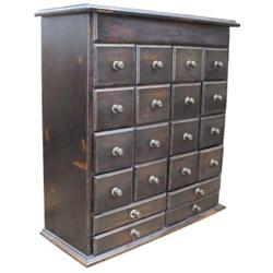 20 drawer original finish oak jeweler's cabinet, 26" H.