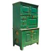 Image 1 : Kitchen flour, sugar & pie safe, old green paint, C. 1880's, 40"W x 67"H.