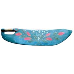 Norwegian feather bed smoother, “KMD” monogram dated 1820, great hand paint, 22"L.