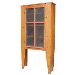 Milk cupboard w/screened paneled door, bittersweet paint, 72"H.