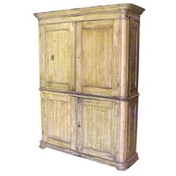 2 pc. grain-painted dining room cupboard, contoured crown & base, C. 1850's, 62"W x 87"H.