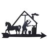 Image 1 : Old wrought iron cutout weathervane with blacksmithing scene, 35"L.